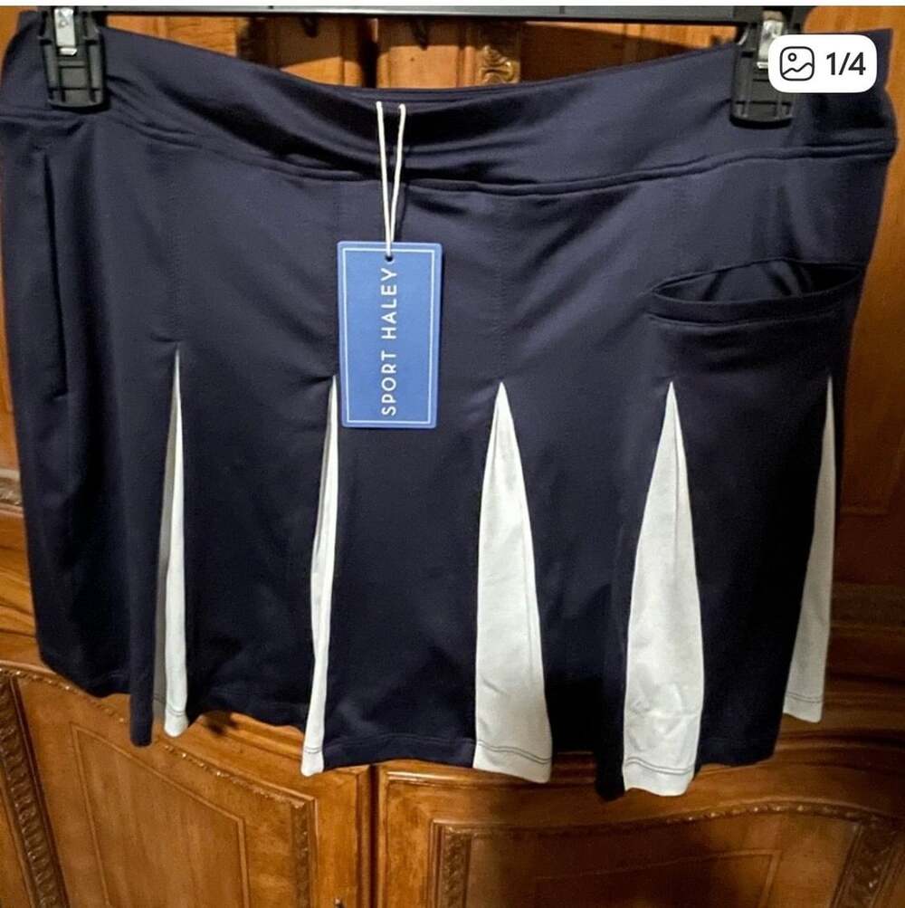 Sport Haley Women's Navy and White Pleated Golf Skort with Inner Shorts